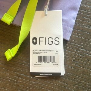 NWT Figs xs lavender yola with yoga waistband skinny scrub pant